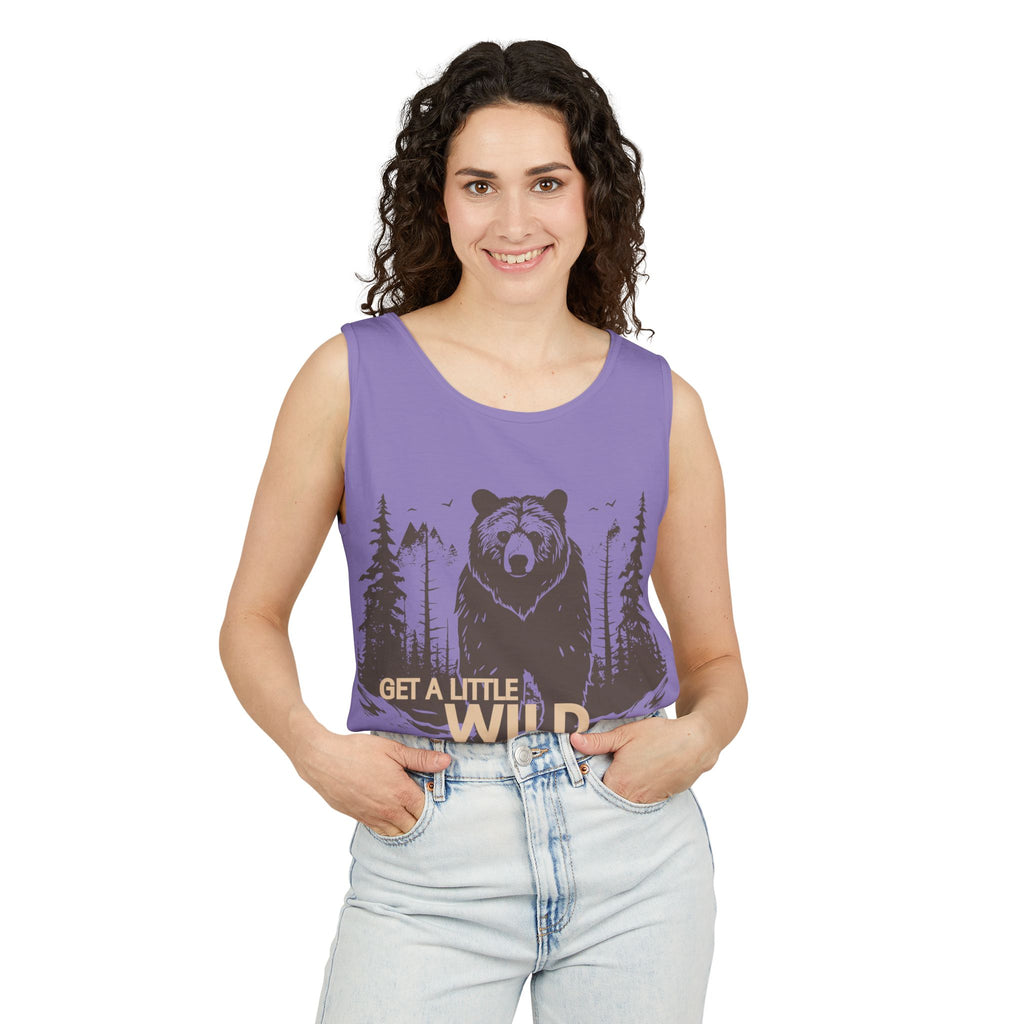 Get a Little Wild Bear Tank Top - Nature Graphic | Soft Garment-Dyed Unisex Fit