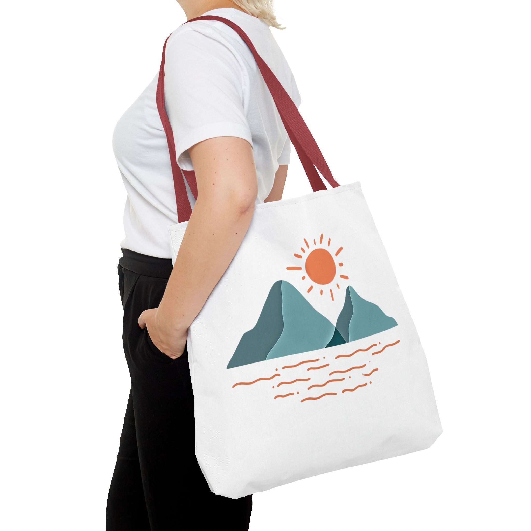 Mountain Sunrise Tote Bag - Minimal Nature Print by Wild & Wander (Free Shipping)