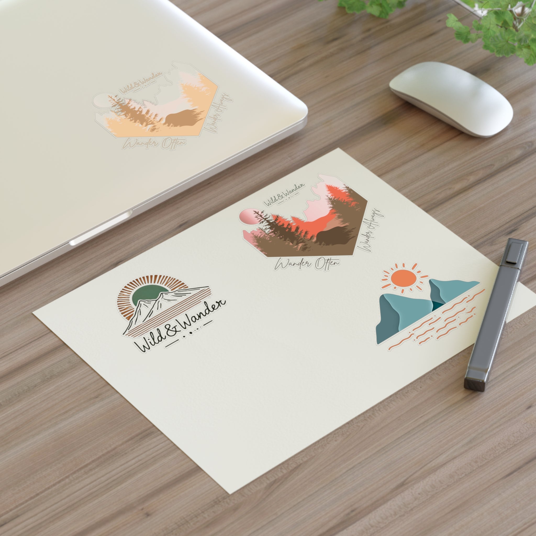 Sunrise Adventure Sticker Sheet - Wild & Wander Nature-Inspired Vinyl Stickers for Laptops, Journals + More
