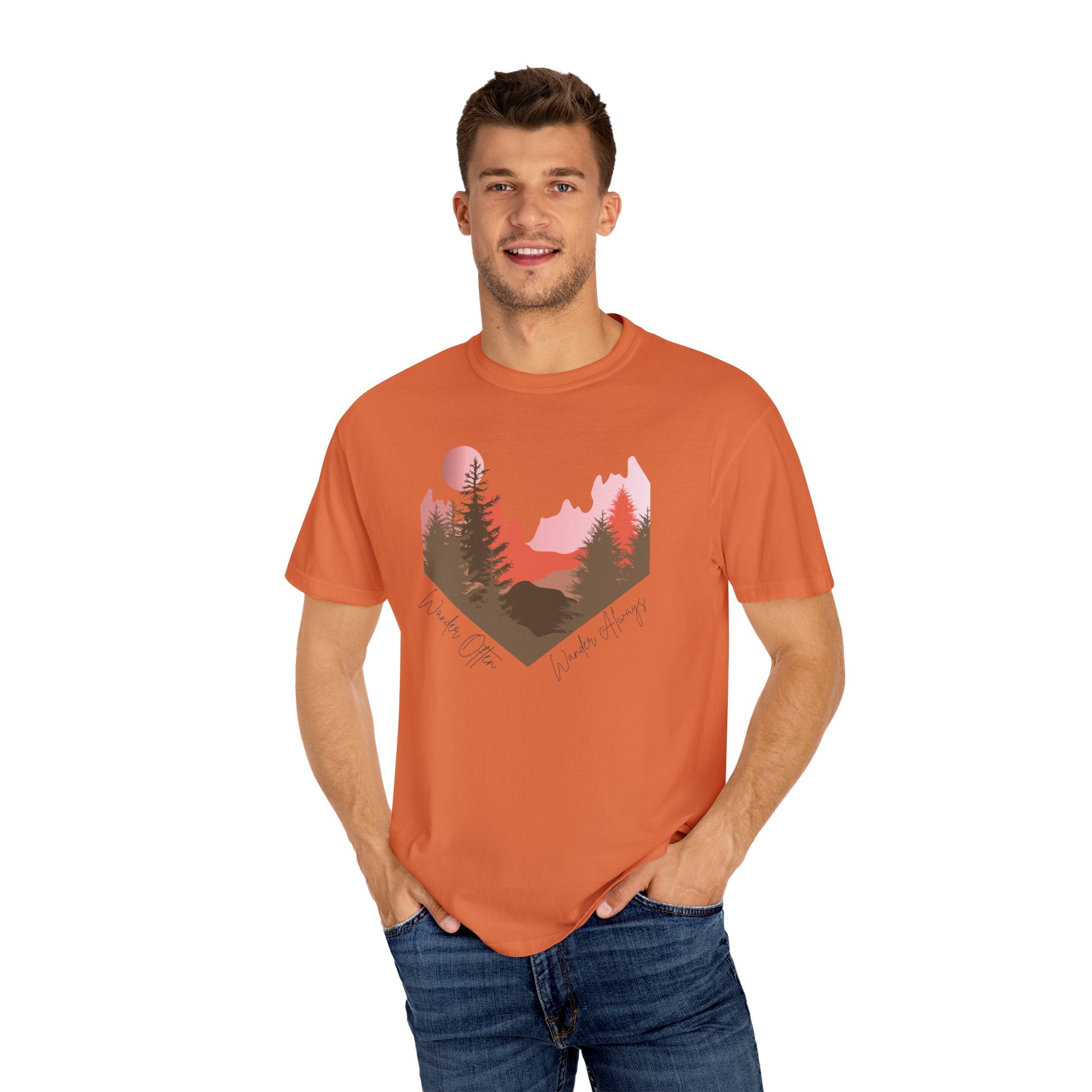 Wander Always Sunset T-Shirt | Wild & Wander Adventure Tee | Comfort Colors Garment-Dyed Shirt