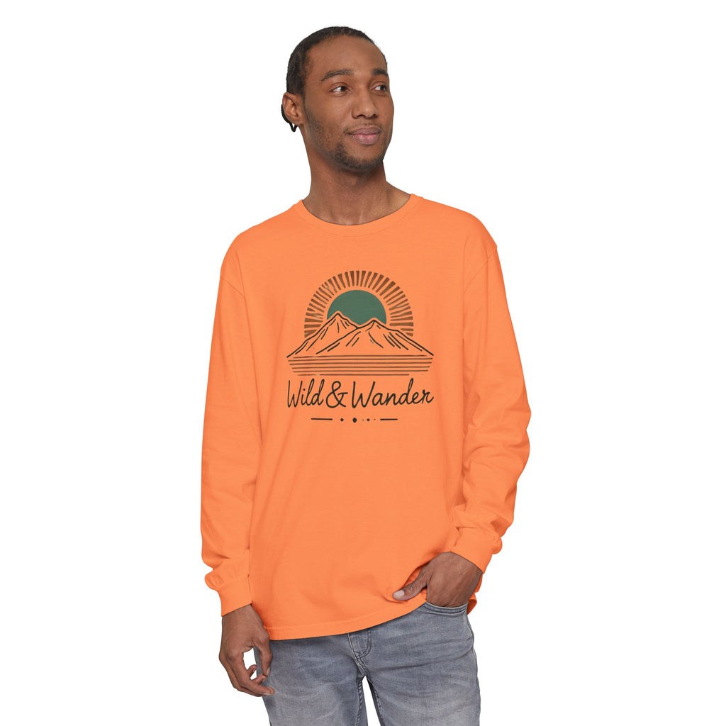 Wild & Wander Logo Long Sleeve Tee, Earthy Adventure Shirt for Nature Lovers