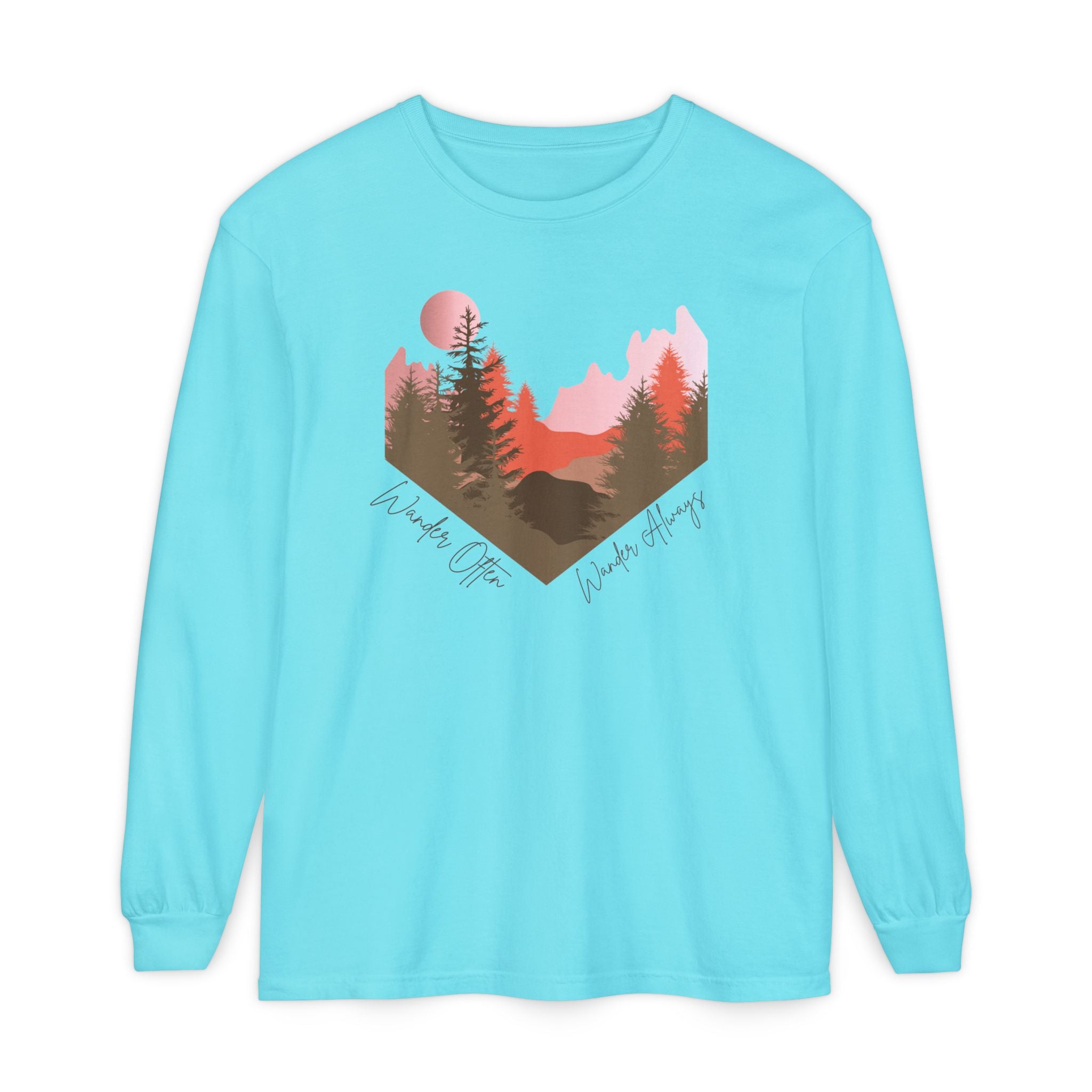 Wander Always Long Sleeve Shirt, Cozy Outdoor Graphic Tee, Wild & Wander