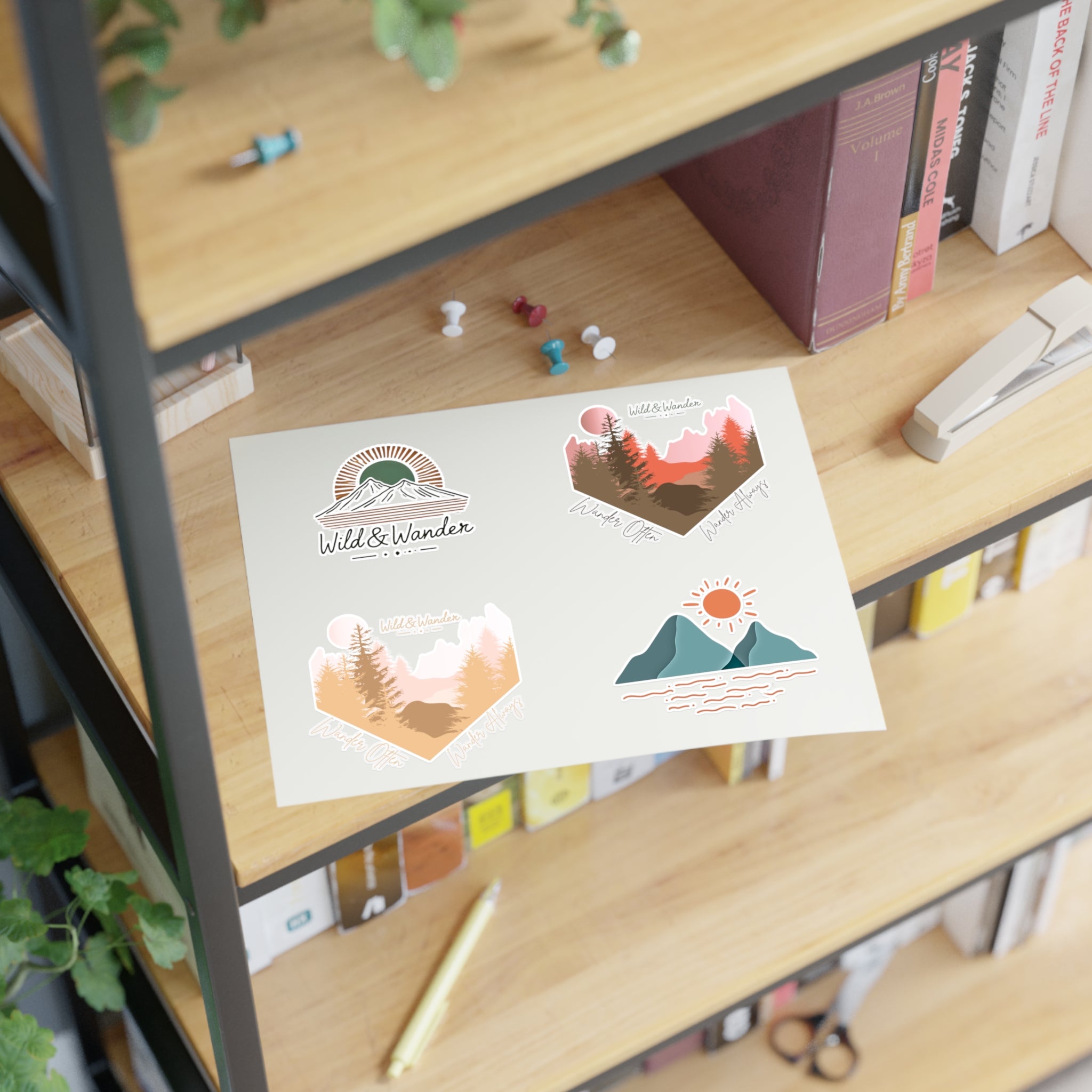 Sunrise Adventure Sticker Sheet - Wild & Wander Nature-Inspired Vinyl Stickers for Laptops, Journals + More