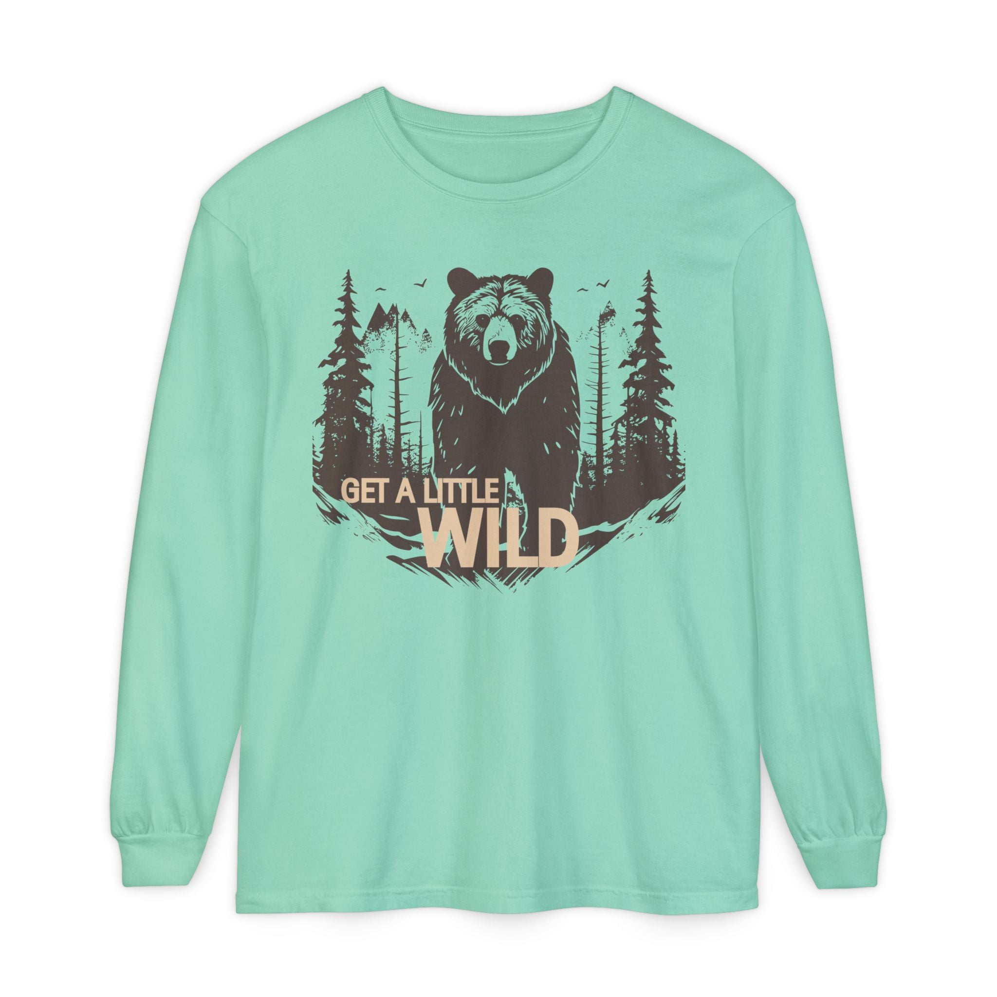 Get a Little Wild Bear Long Sleeve -Nature Graphic Tee | Soft Cotton Adventure Layer