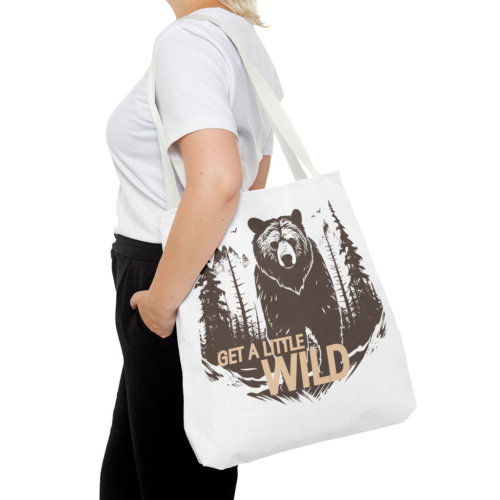 Get a Little Wild Tote Bag - Bear Forest Design | Durable Cotton Handle Market Bag