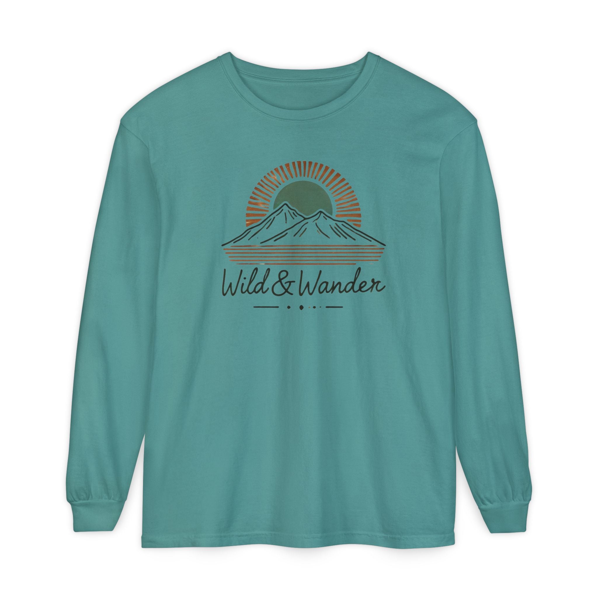 Wild & Wander Logo Long Sleeve Tee, Earthy Adventure Shirt for Nature Lovers