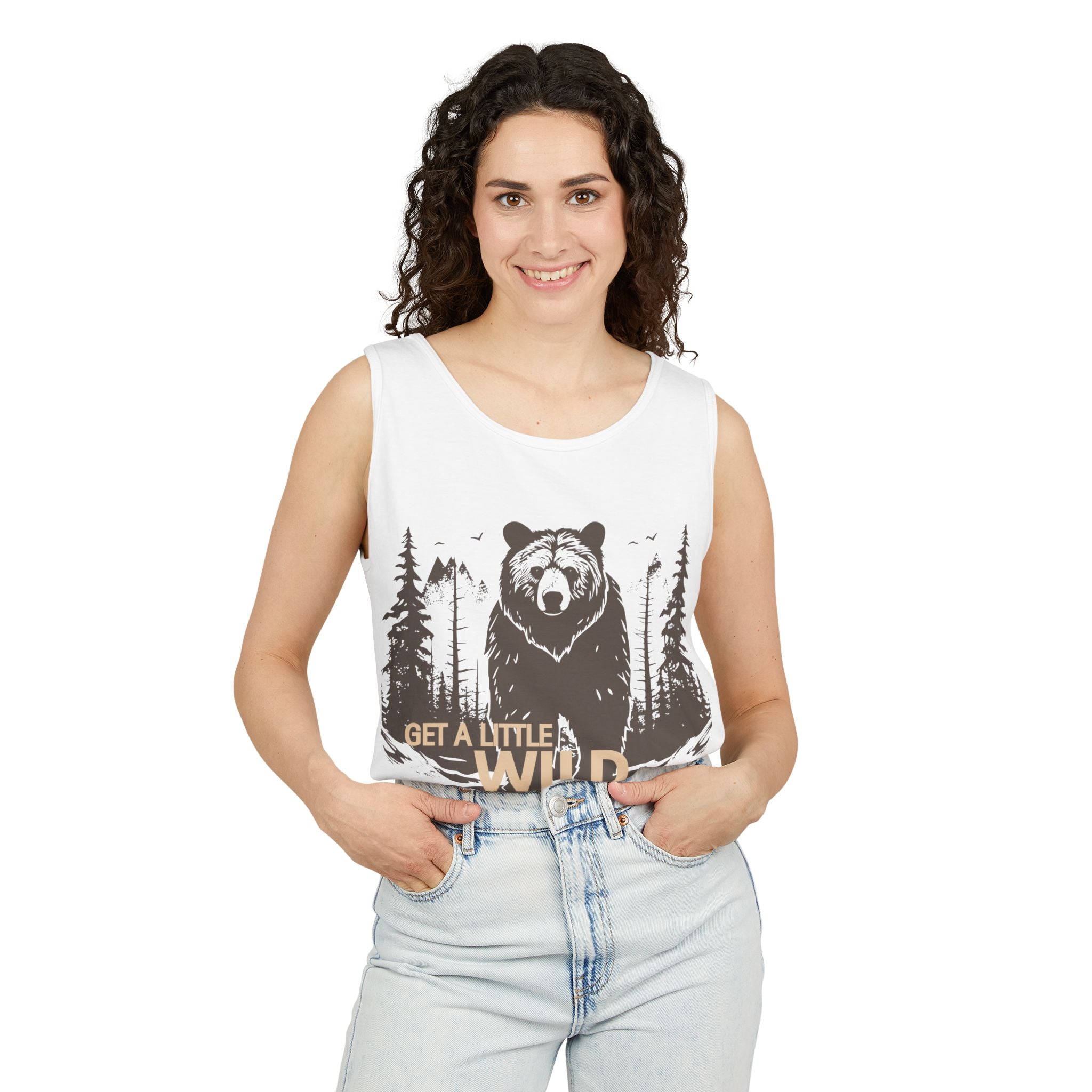 Get a Little Wild Bear Tank Top - Nature Graphic | Soft Garment-Dyed Unisex Fit