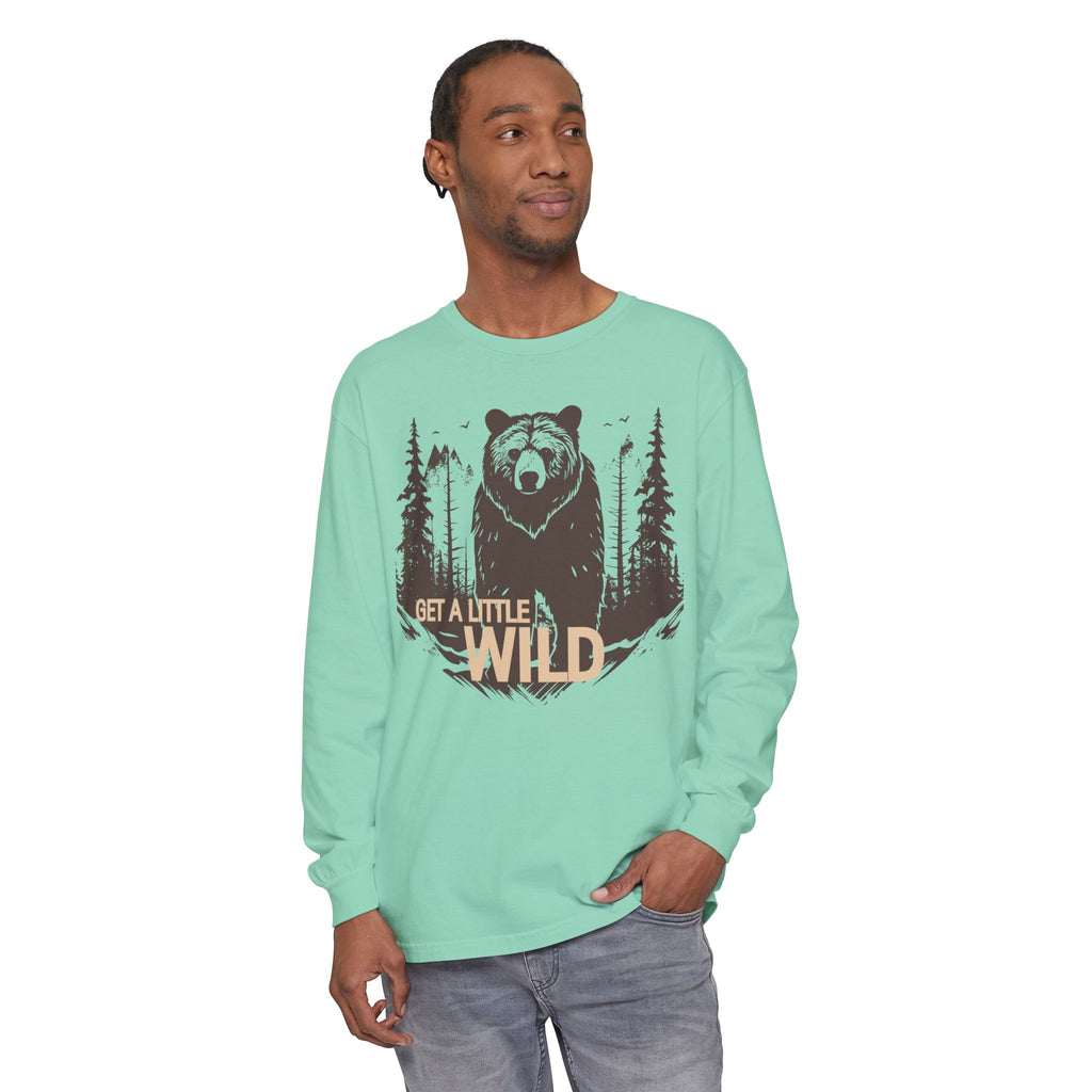 Get a Little Wild Bear Long Sleeve -Nature Graphic Tee | Soft Cotton Adventure Layer