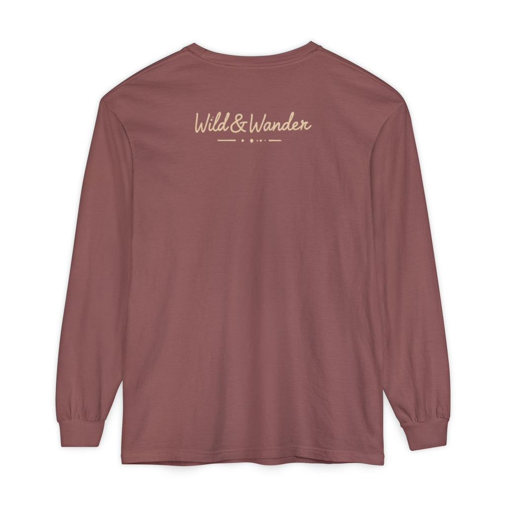 Wander Often Long Sleeve Shirt, Soft Nature Graphic Tee, Wild & Wander
