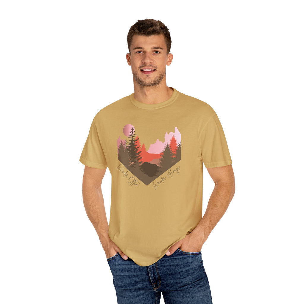 Wander Always Sunset T-Shirt | Wild & Wander Adventure Tee | Comfort Colors Garment-Dyed Shirt