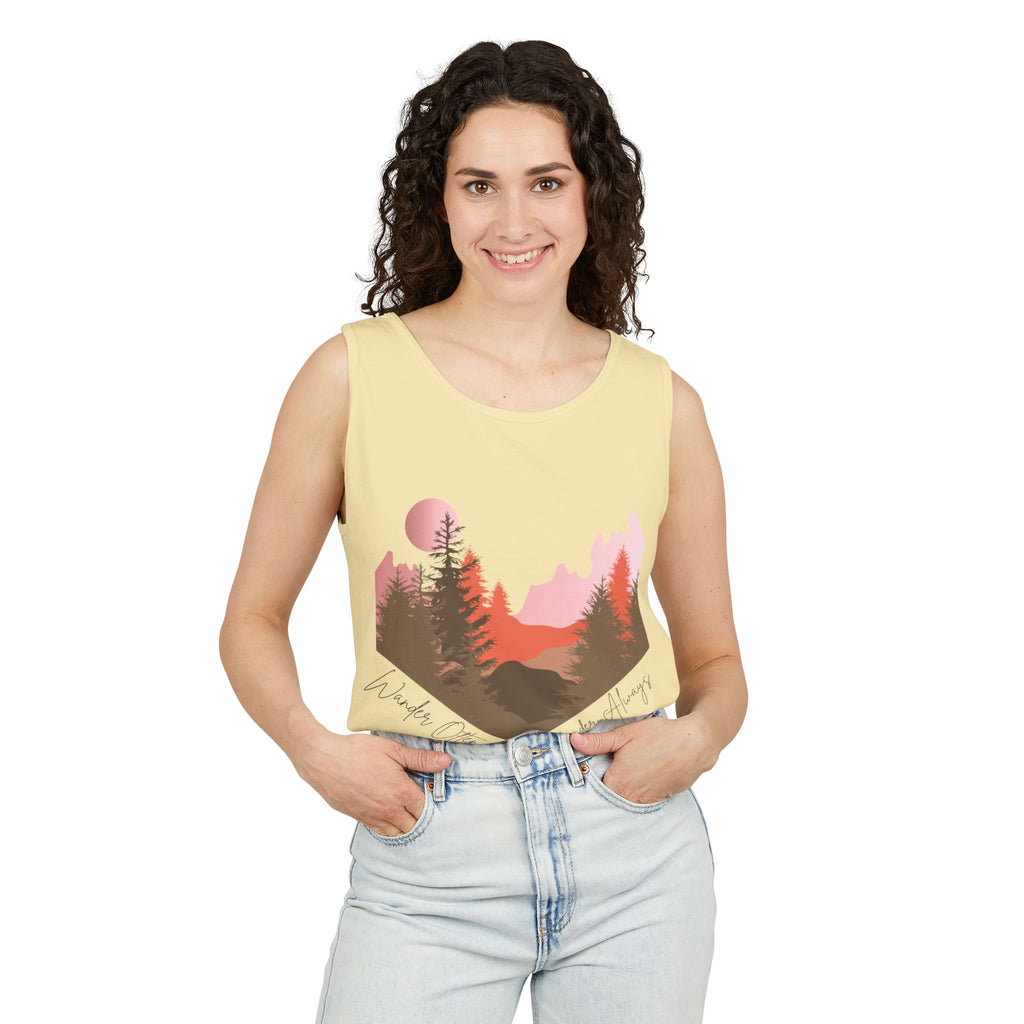 Wander Always Tank Top - Comfort Colors Garment-Dyed Muscle Tank | Wild & Wander Nature-Inspired Summer Shirt