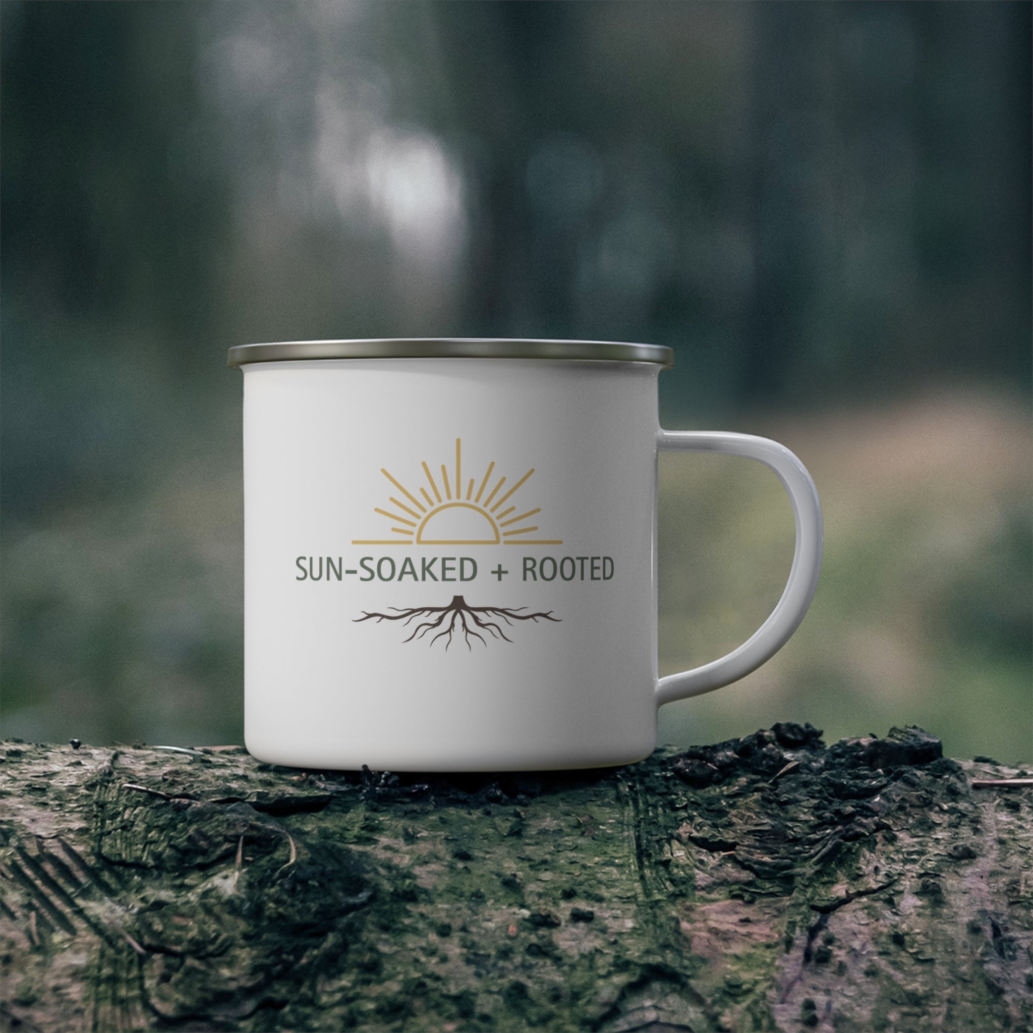 Wild & Wander Sun-Soaked + Rooted Camping Mug - Boho Enamel Adventure Cup
