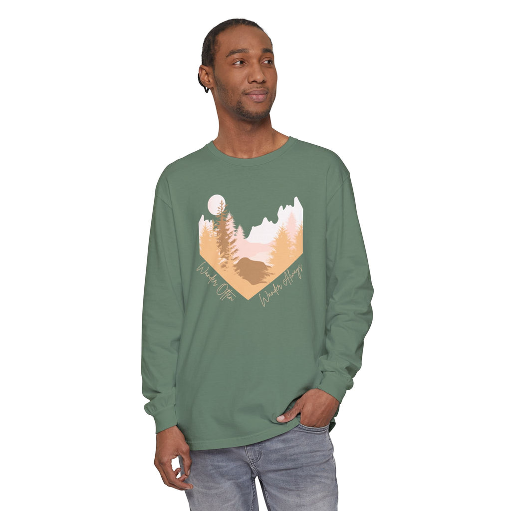 Wander Often Long Sleeve Shirt, Soft Nature Graphic Tee, Wild & Wander