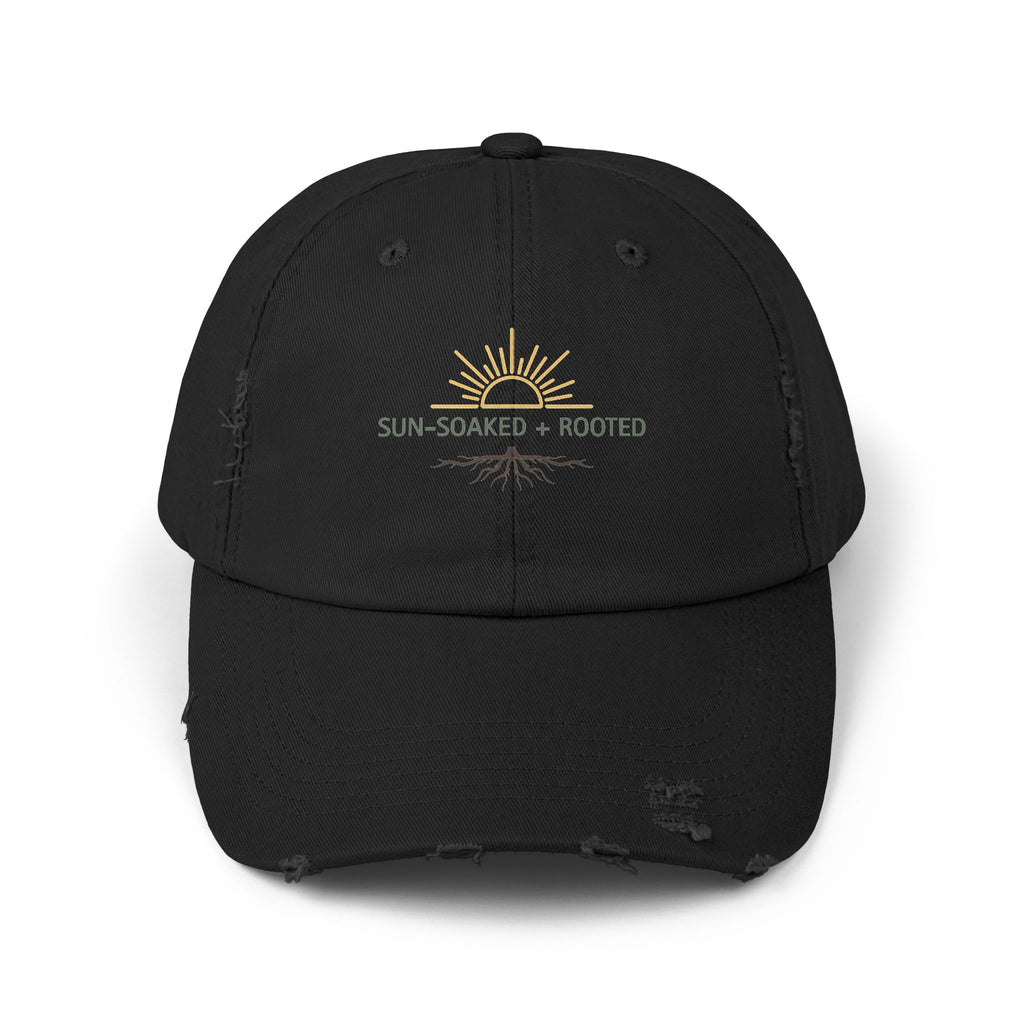 Wild & Wander Sun-Soaked + Rooted Baseball Hat - Boho Distressed Cap for Soft Summer Days