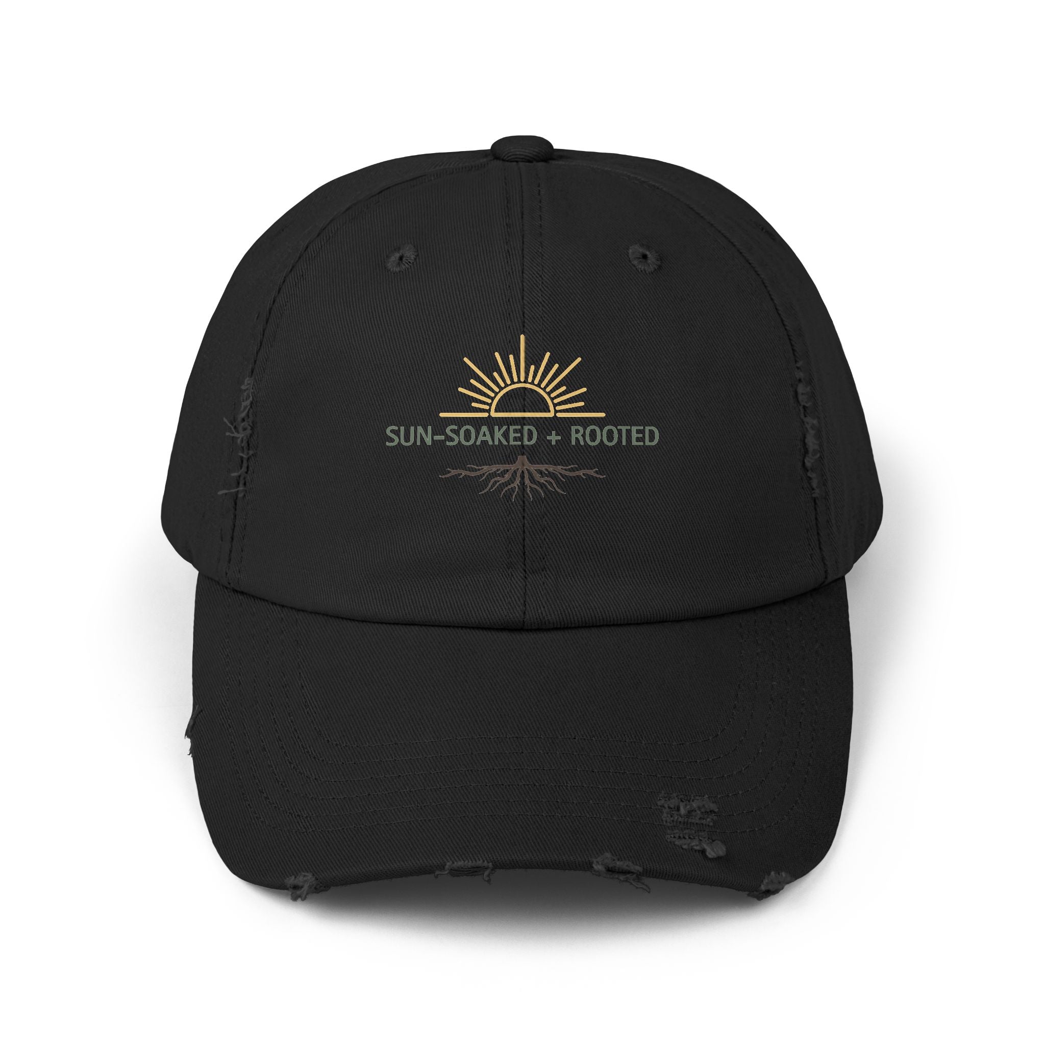 Wild & Wander Sun-Soaked + Rooted Baseball Hat - Boho Distressed Cap for Soft Summer Days
