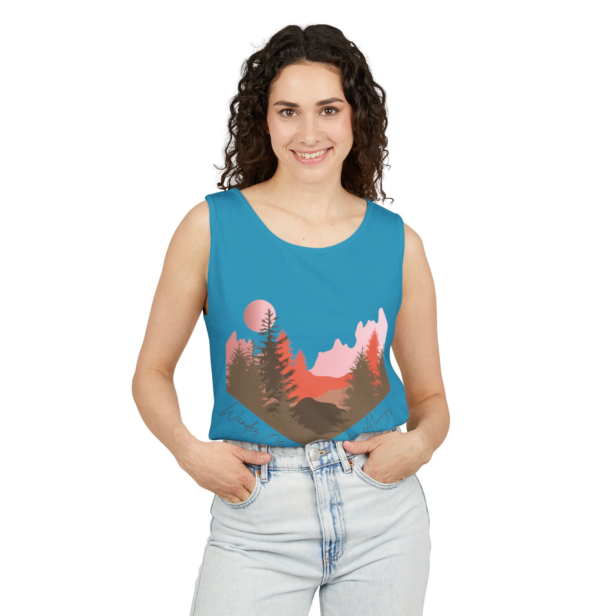 Wander Always Tank Top - Comfort Colors Garment-Dyed Muscle Tank | Wild & Wander Nature-Inspired Summer Shirt