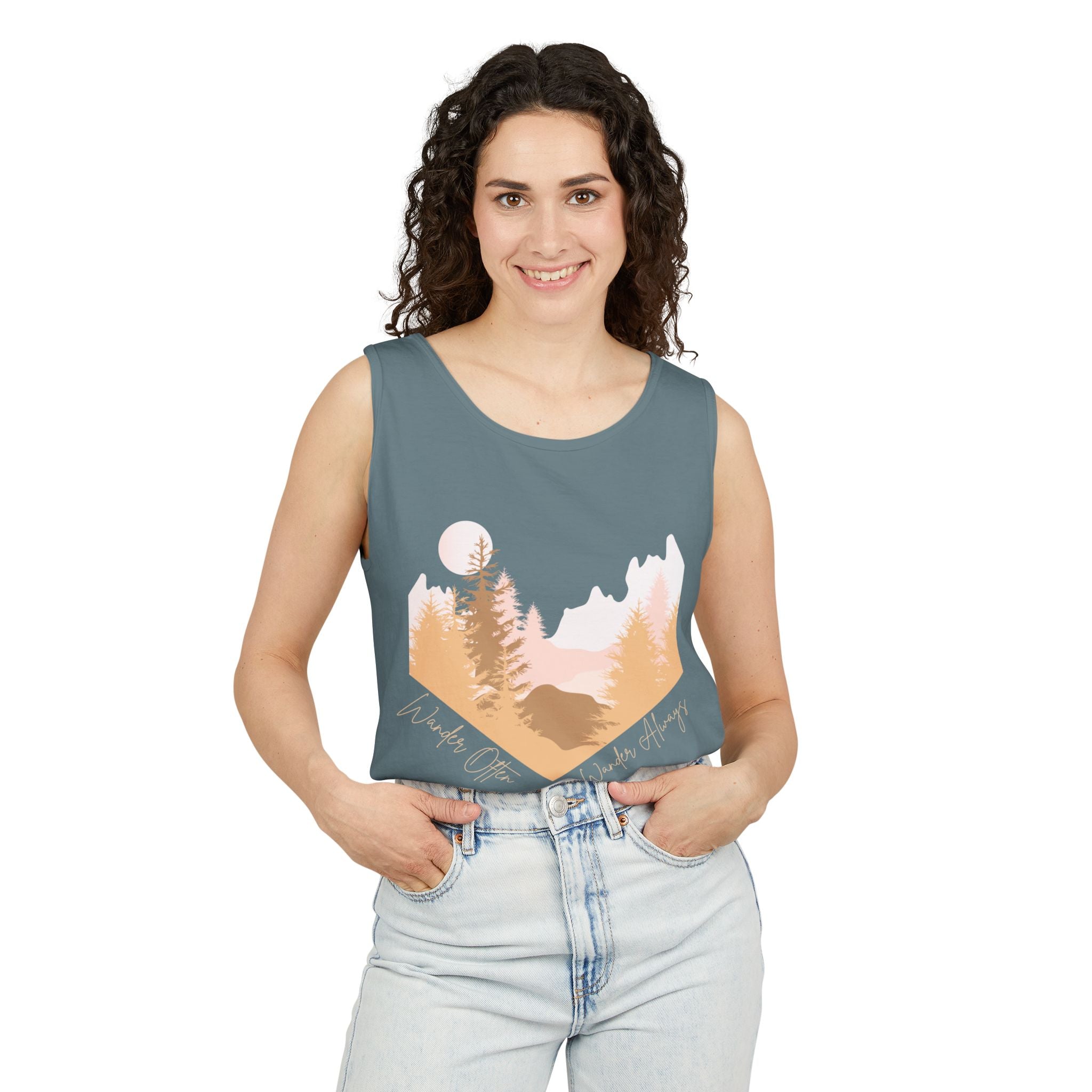 Wander Often Tank Top - Comfort Colors Garment-Dyed Muscle Tank | Earthy Adventure Summer Shirt by Wild & Wander