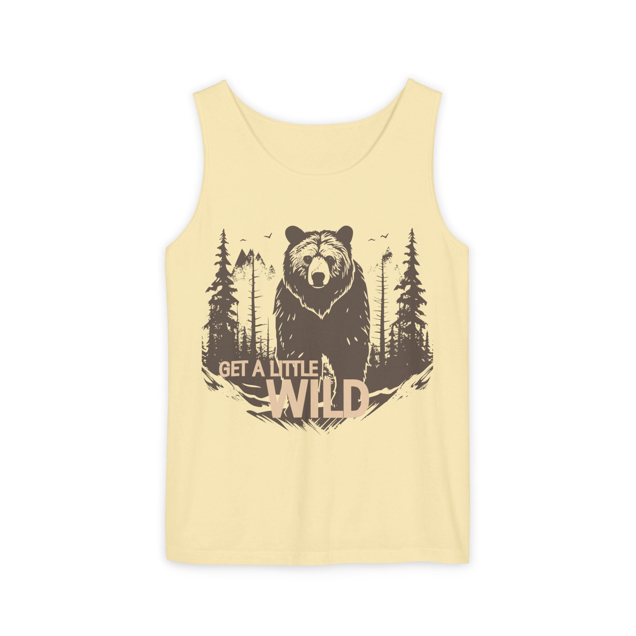 Get a Little Wild Bear Tank Top - Nature Graphic | Soft Garment-Dyed Unisex Fit