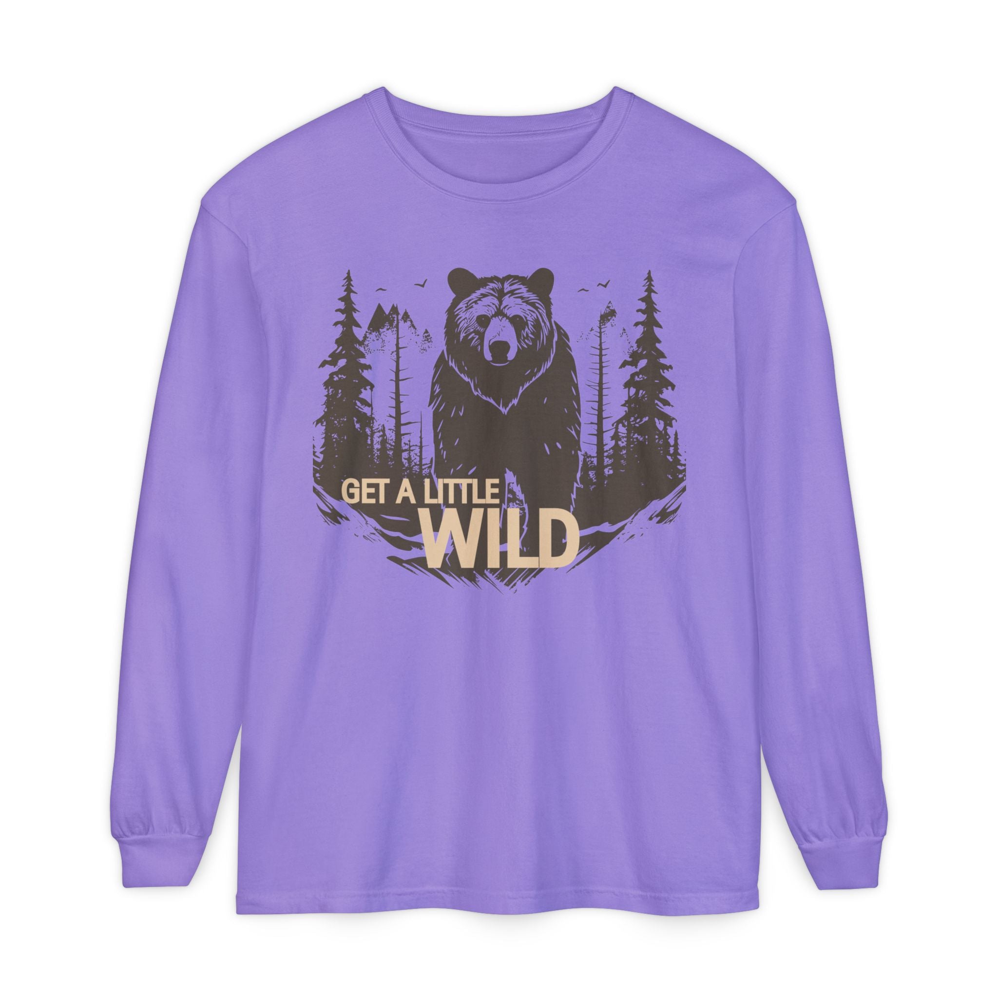 Get a Little Wild Bear Long Sleeve -Nature Graphic Tee | Soft Cotton Adventure Layer