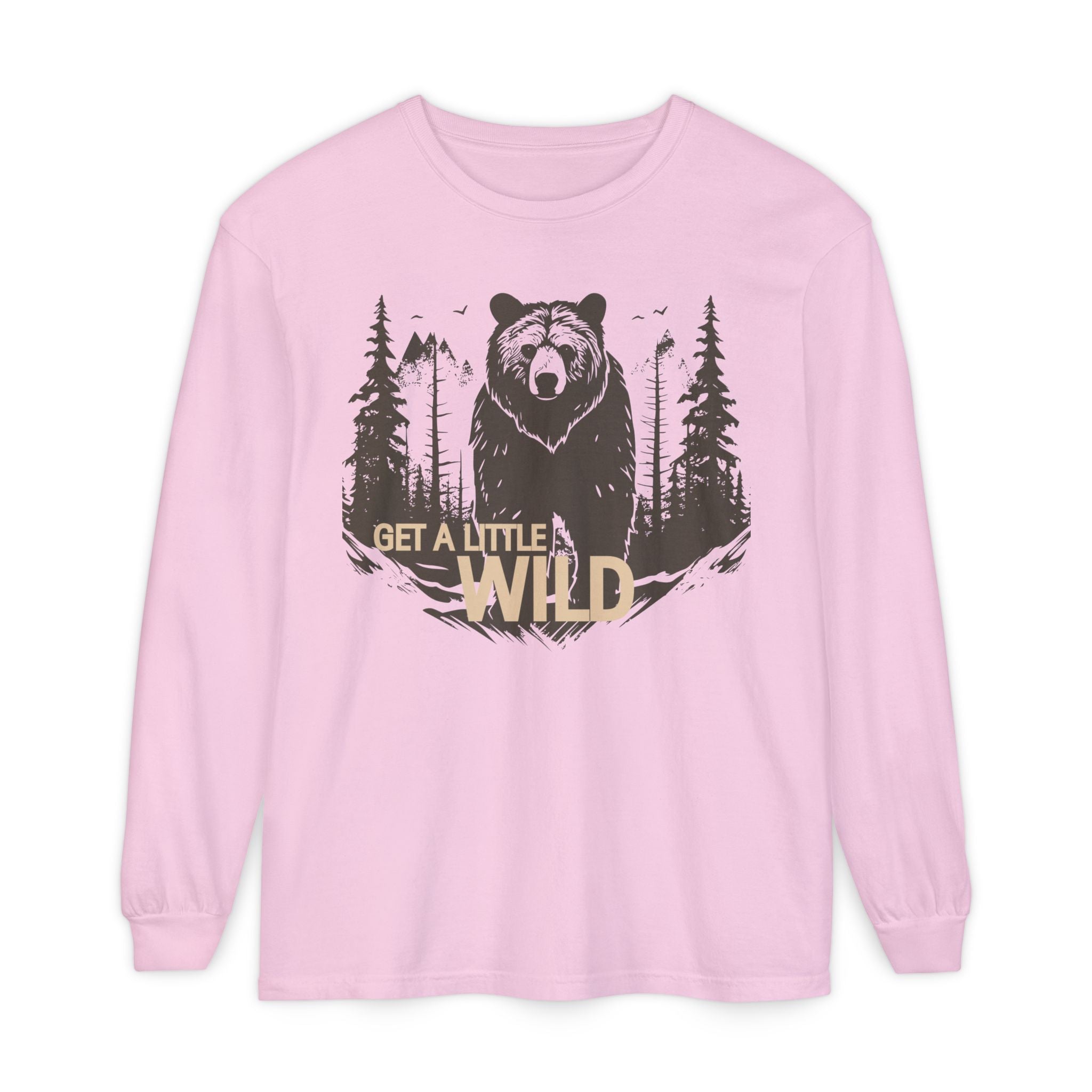 Get a Little Wild Bear Long Sleeve -Nature Graphic Tee | Soft Cotton Adventure Layer