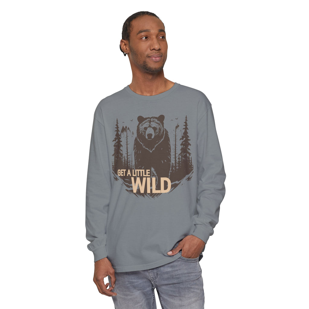 Get a Little Wild Bear Long Sleeve -Nature Graphic Tee | Soft Cotton Adventure Layer