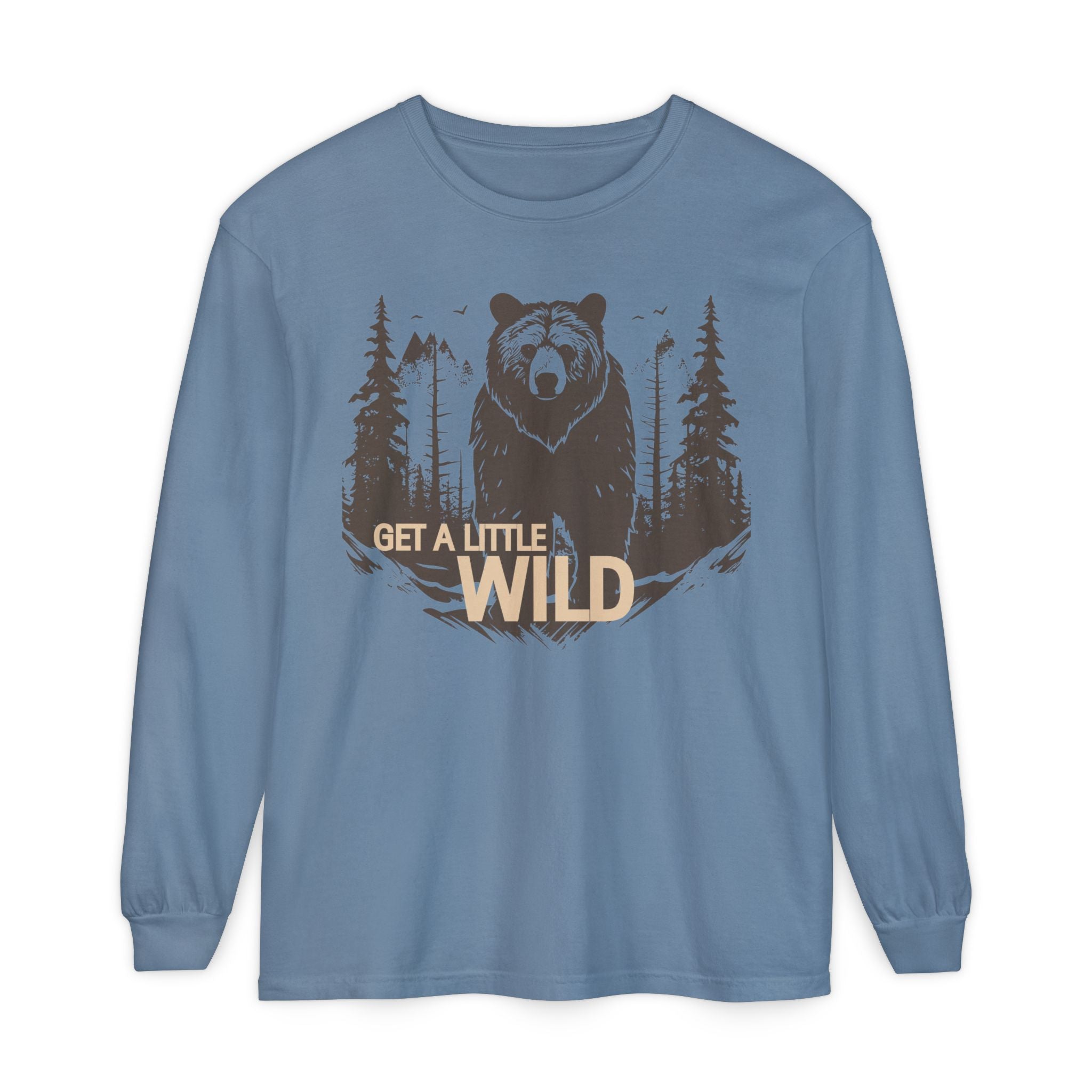 Get a Little Wild Bear Long Sleeve -Nature Graphic Tee | Soft Cotton Adventure Layer