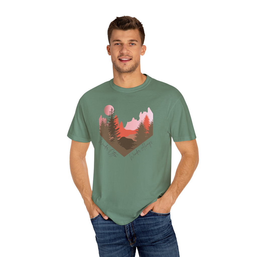Wander Always Sunset T-Shirt | Wild & Wander Adventure Tee | Comfort Colors Garment-Dyed Shirt