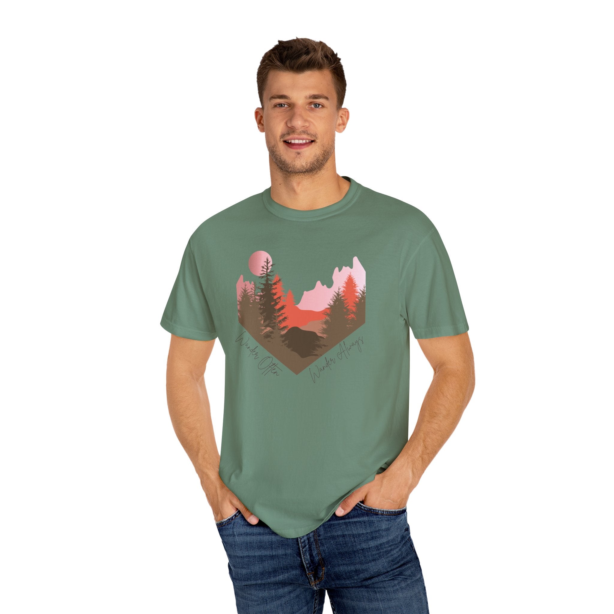 Wander Always Sunset T-Shirt | Wild & Wander Adventure Tee | Comfort Colors Garment-Dyed Shirt