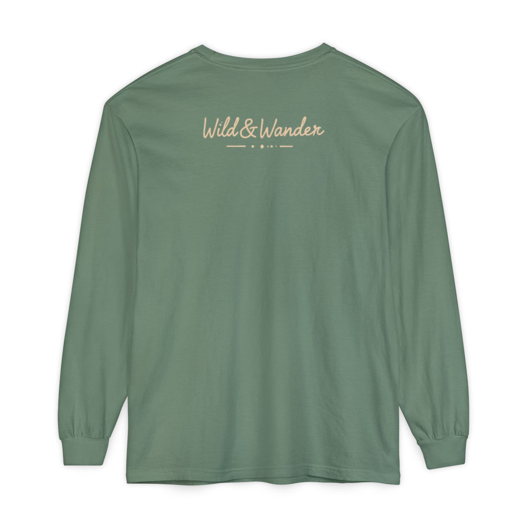 Wander Often Long Sleeve Shirt, Soft Nature Graphic Tee, Wild & Wander