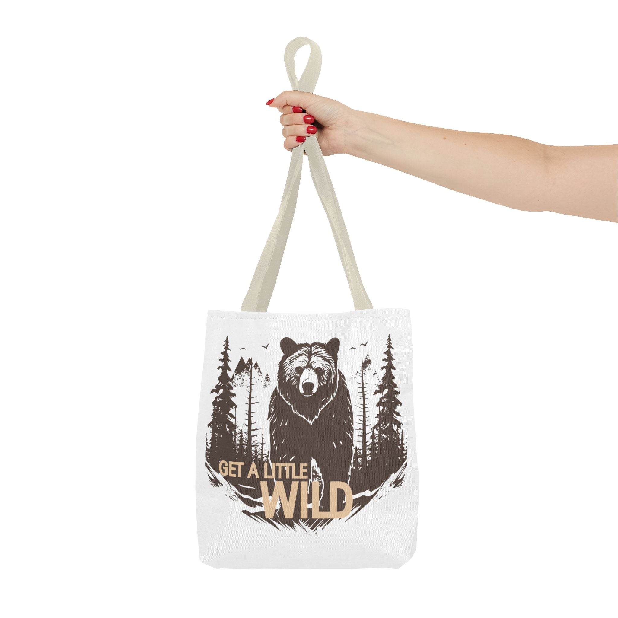 Get a Little Wild Tote Bag - Bear Forest Design | Durable Cotton Handle Market Bag