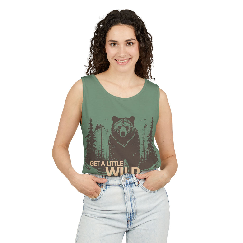 Get a Little Wild Bear Tank Top - Nature Graphic | Soft Garment-Dyed Unisex Fit