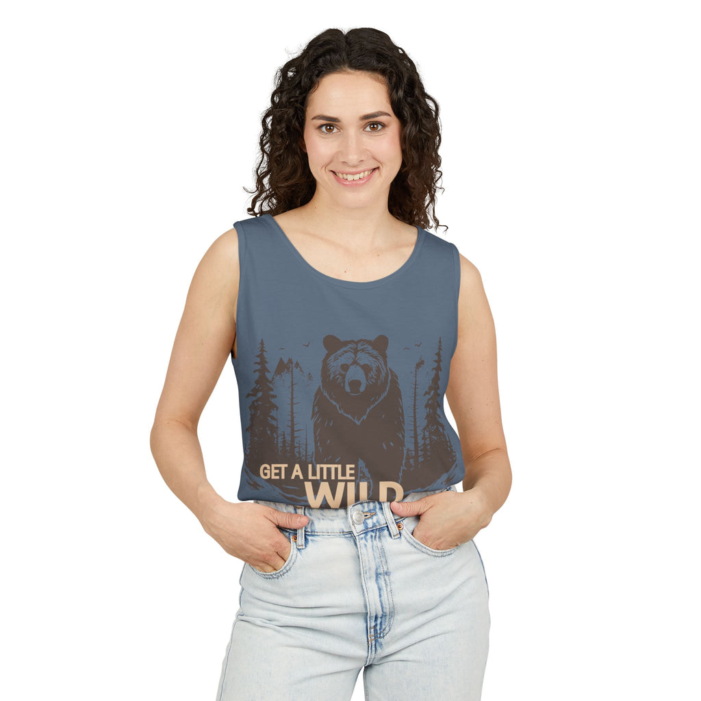 Get a Little Wild Bear Tank Top - Nature Graphic | Soft Garment-Dyed Unisex Fit