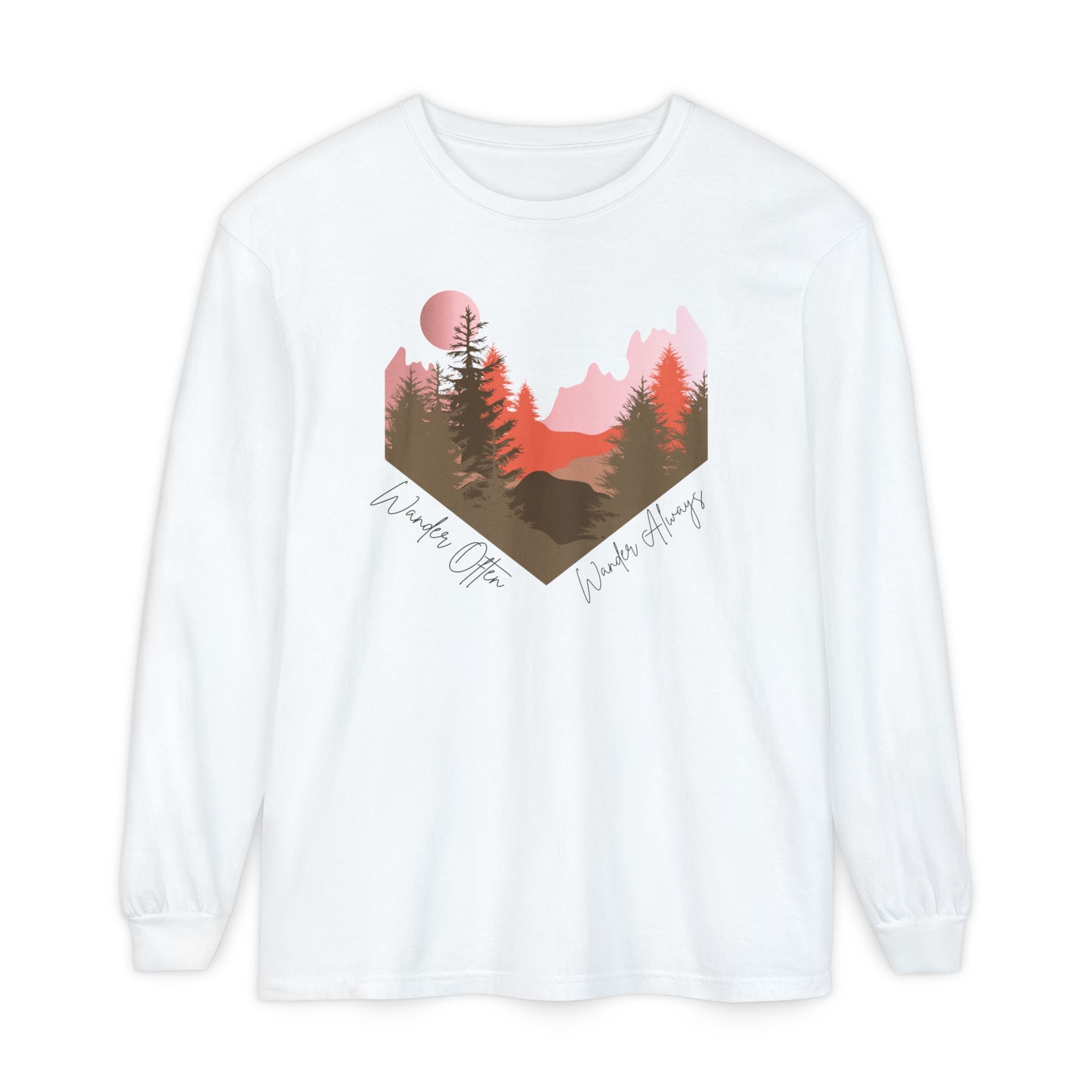 Wander Always Long Sleeve Shirt, Cozy Outdoor Graphic Tee, Wild & Wander