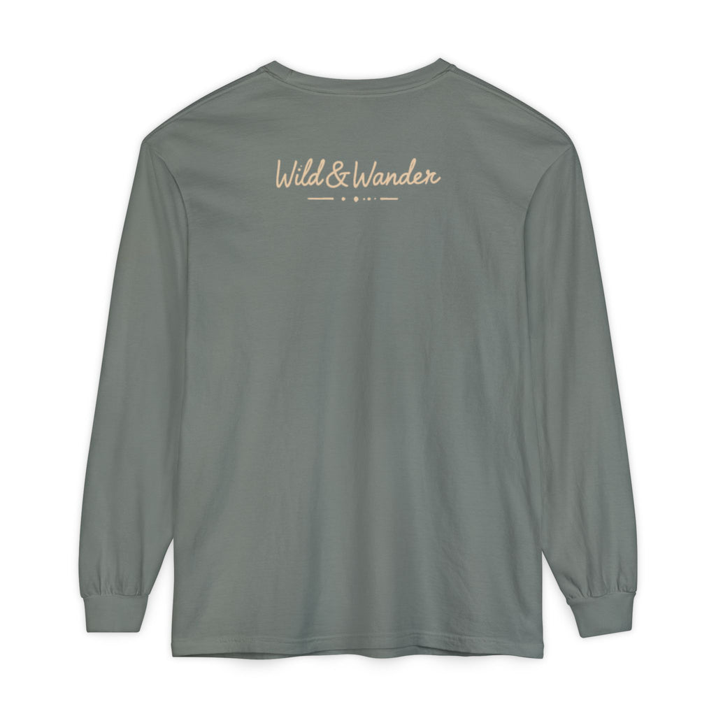 Wander Often Long Sleeve Shirt, Soft Nature Graphic Tee, Wild & Wander
