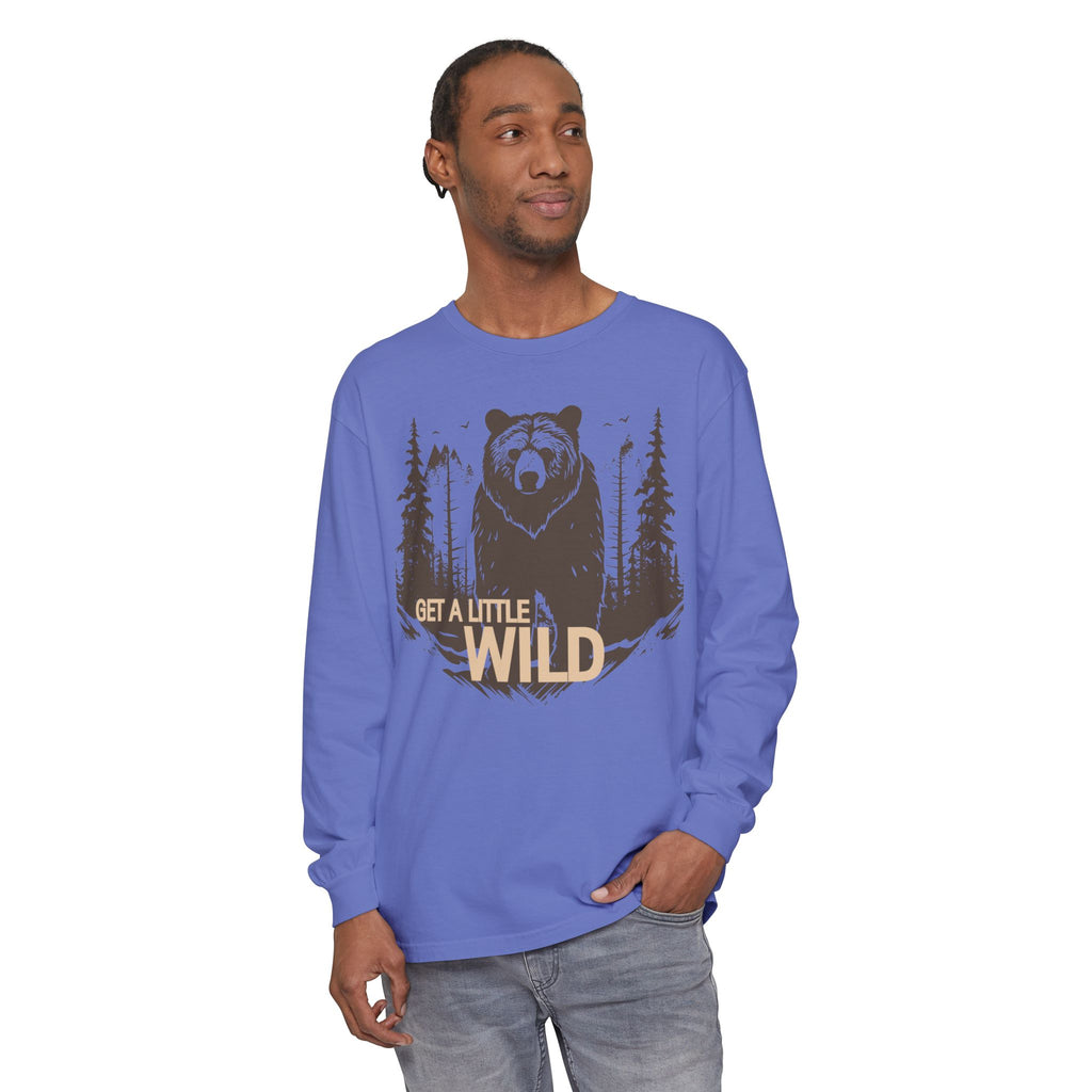 Get a Little Wild Bear Long Sleeve -Nature Graphic Tee | Soft Cotton Adventure Layer